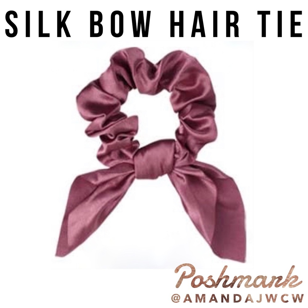 Silk Bow Hair Tie Scrunchie - Dusty Rose